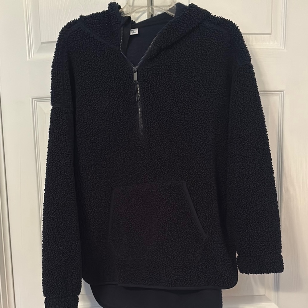 Cozy Navy Sherpa Pullover Hoodie